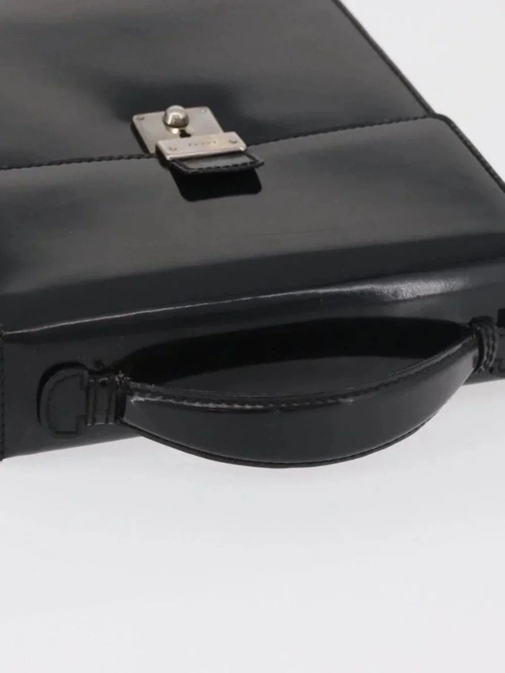 GUCCI Hand Bag Patent leather Black Silver 018 123 1003 Auth